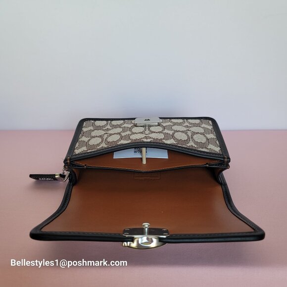 COACH Bandit Signature Jacquard & Glovetanned Leather BELT Bag-Cocoa Black⭐ - Picture 13 of 16